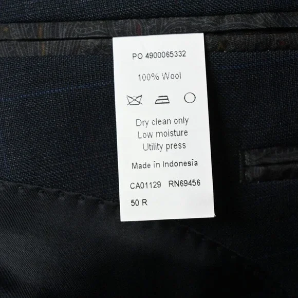 NEW Lauren Ralph Lauren 50R Navy Blue Check 100% Wool Blazer Sport Coat Jacket